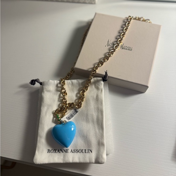 Roxanne Assoulin Gold Necklace with Blue Heart Charm - Picture 2 of 4